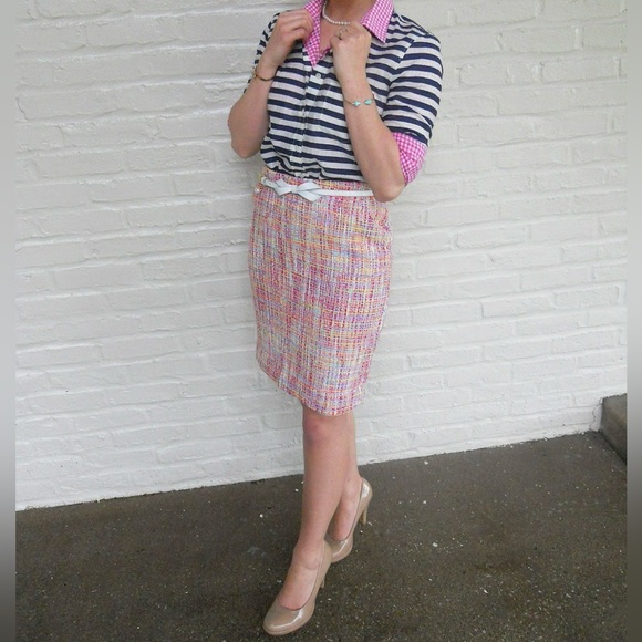 Merona Multi Coloured Tweed Pencil Skirt Size 6 - Picture 3 of 11